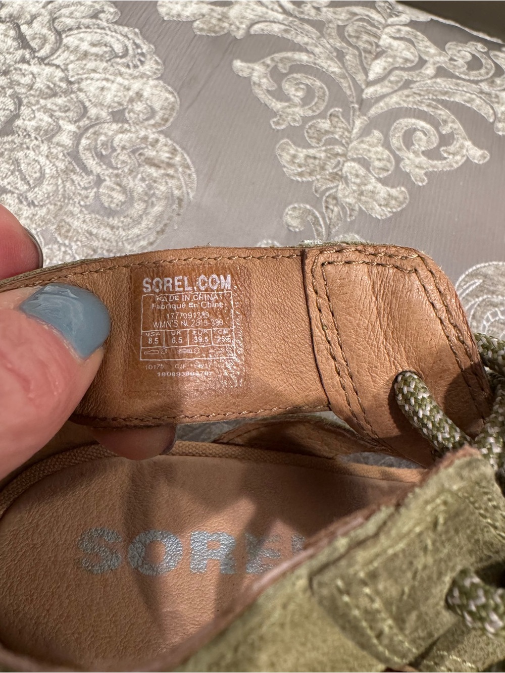 SOREL Olive Green Women's Lace-Up Peep Toe Wedge Sandals - Picture 5 of 5